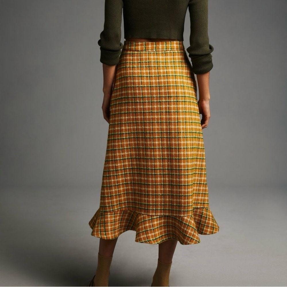 Anthropologie English Factory Yellow Plaid Skirt - Picture 3 of 9